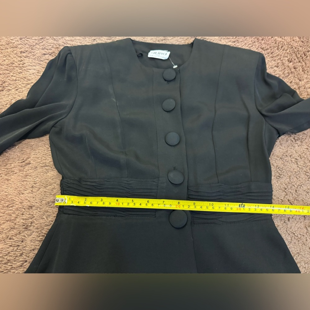 Vtg Atina Karon Crosby Black Peplum Skirt Suit Shoulder Pads 8 RUNS SMALL - Picture 5 of 9